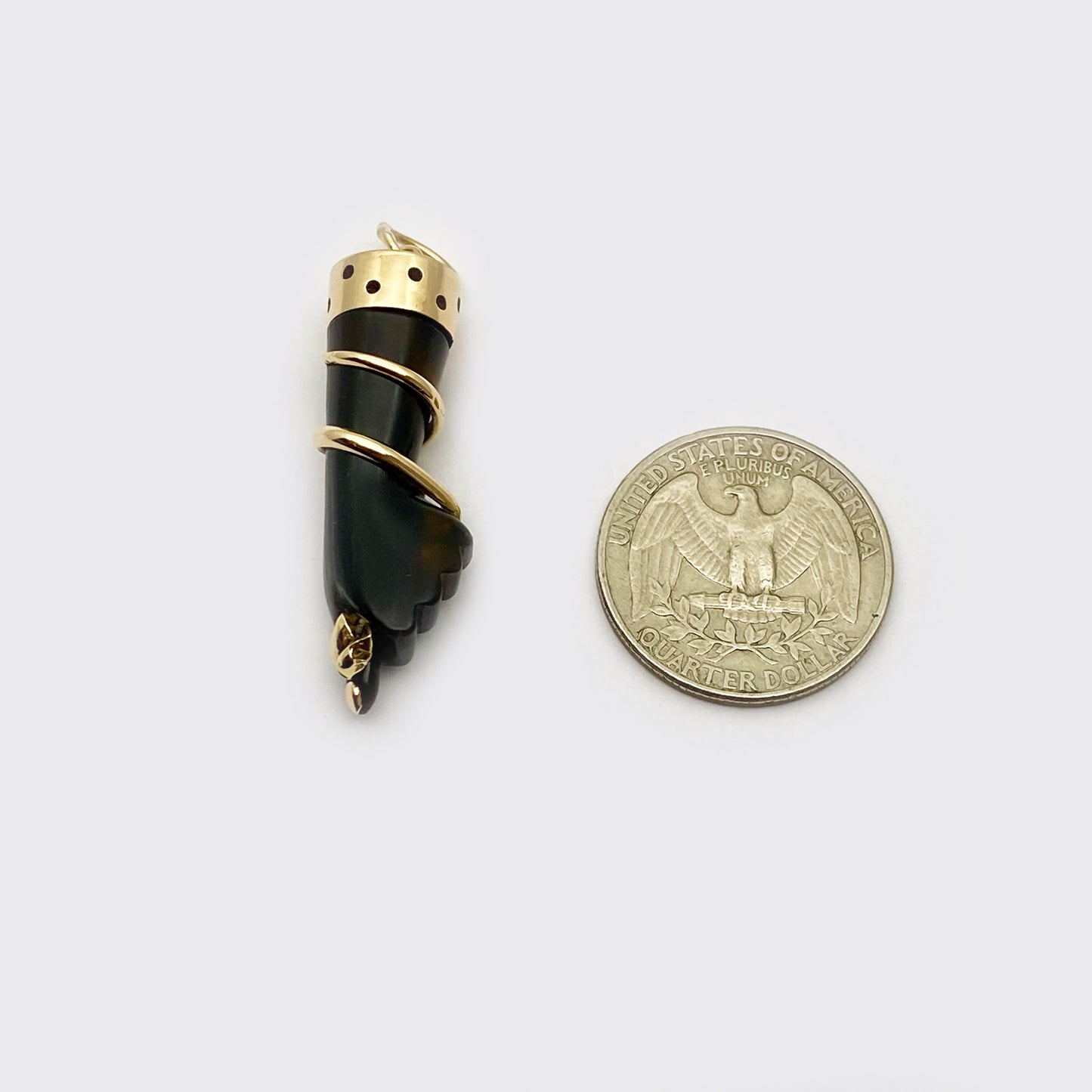 Antique 14K Gold Stained Horn Figa Snake Charm