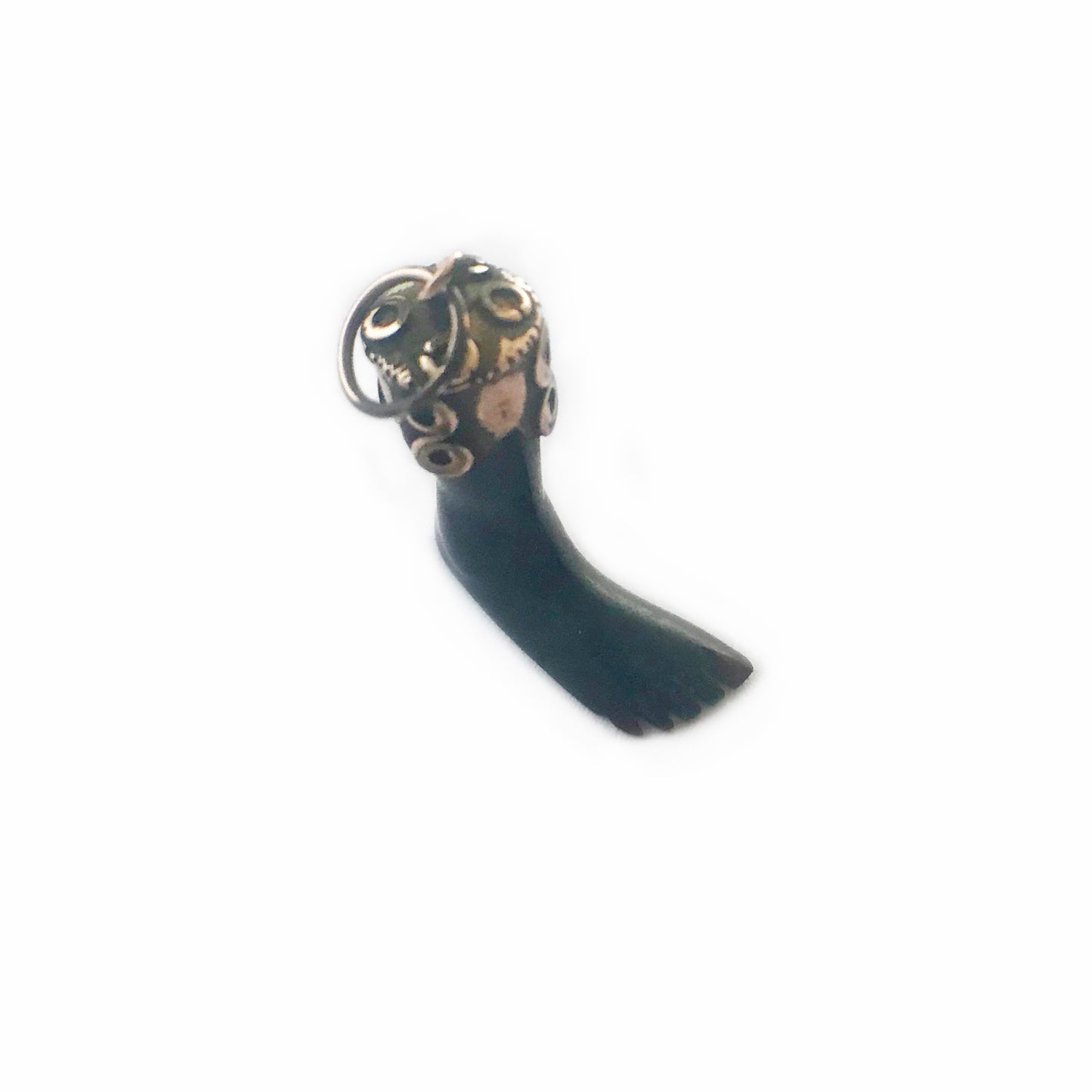 Antique 9k Gold Bakelite Ex Voto Leg Pendant