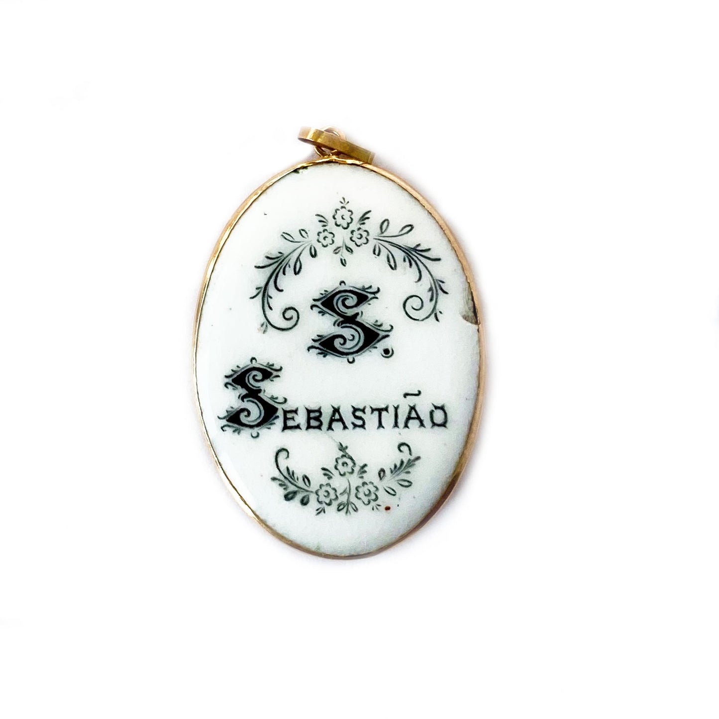 Vintage 14k Gold Enamel Religious Saint Sebastian Medal