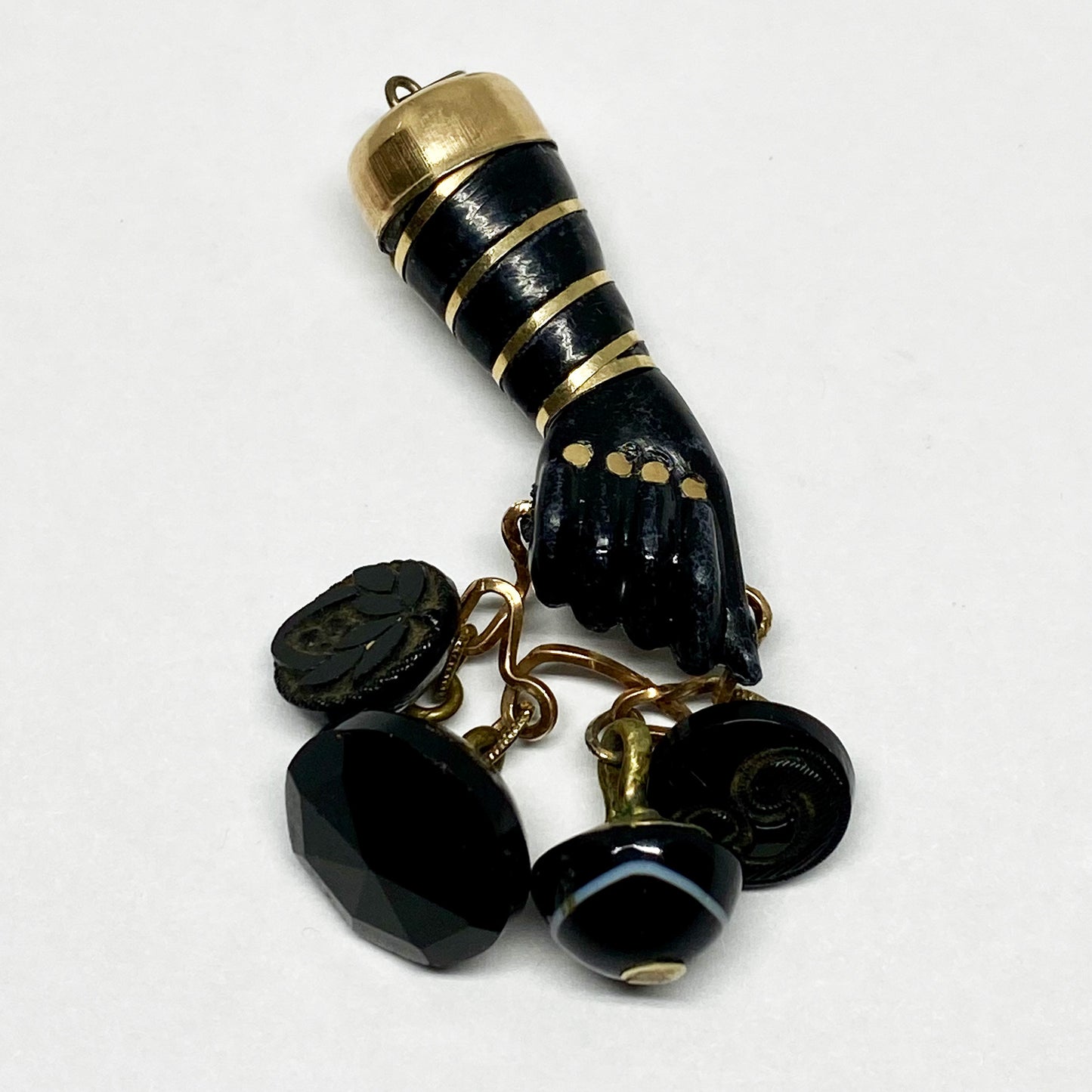 Vintage Gold Plated 1940s Black Resin Figa Charm