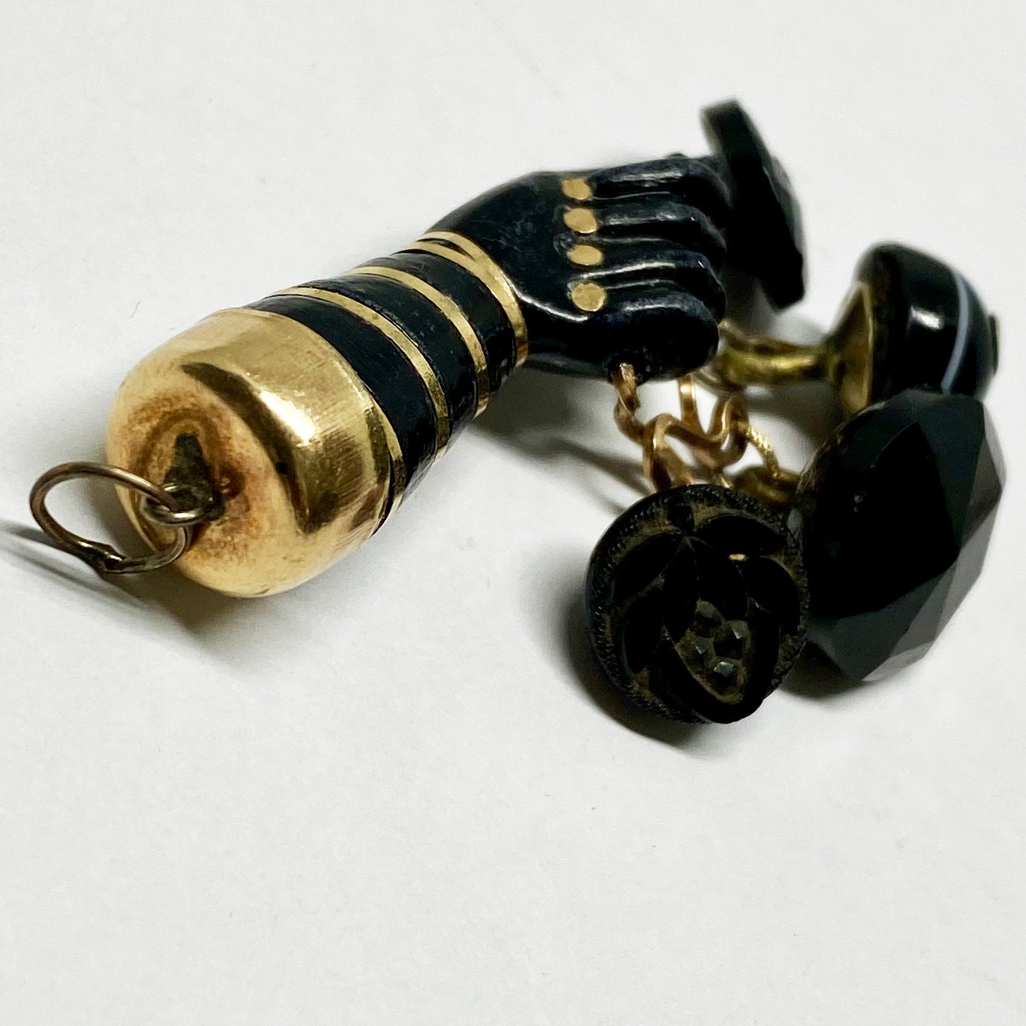 Vintage Gold Plated 1940s Black Resin Figa Charm
