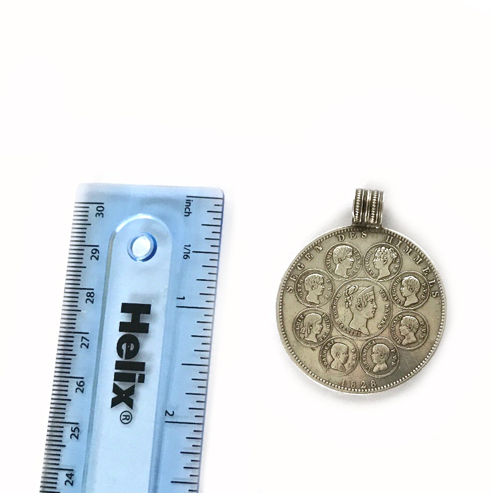 Antique Silver Pendant 1828 Bavarian Ludwig I Thaler 1828 Coin Pendant