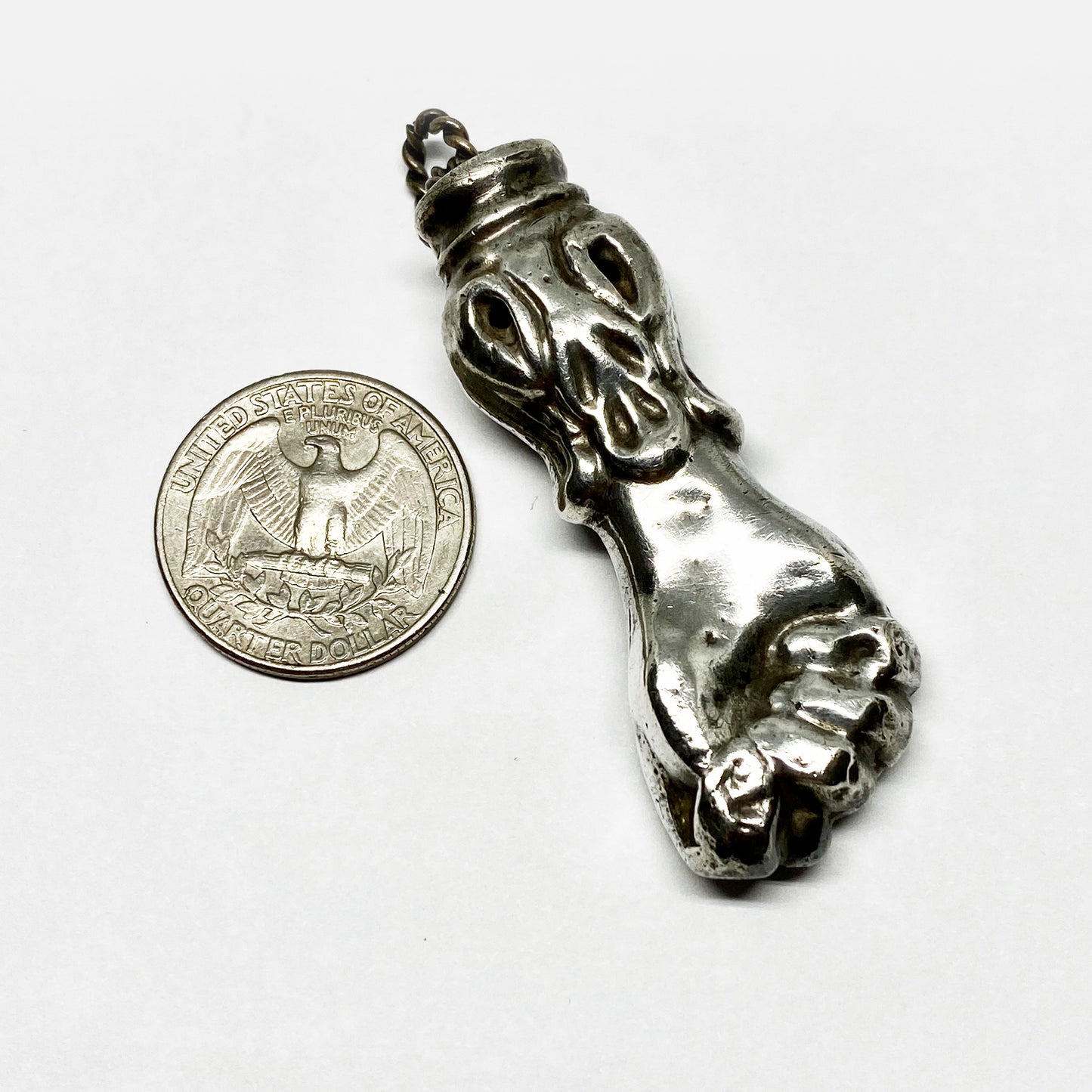 Antique 19th Century Italian Puffed Silver Figa Charm