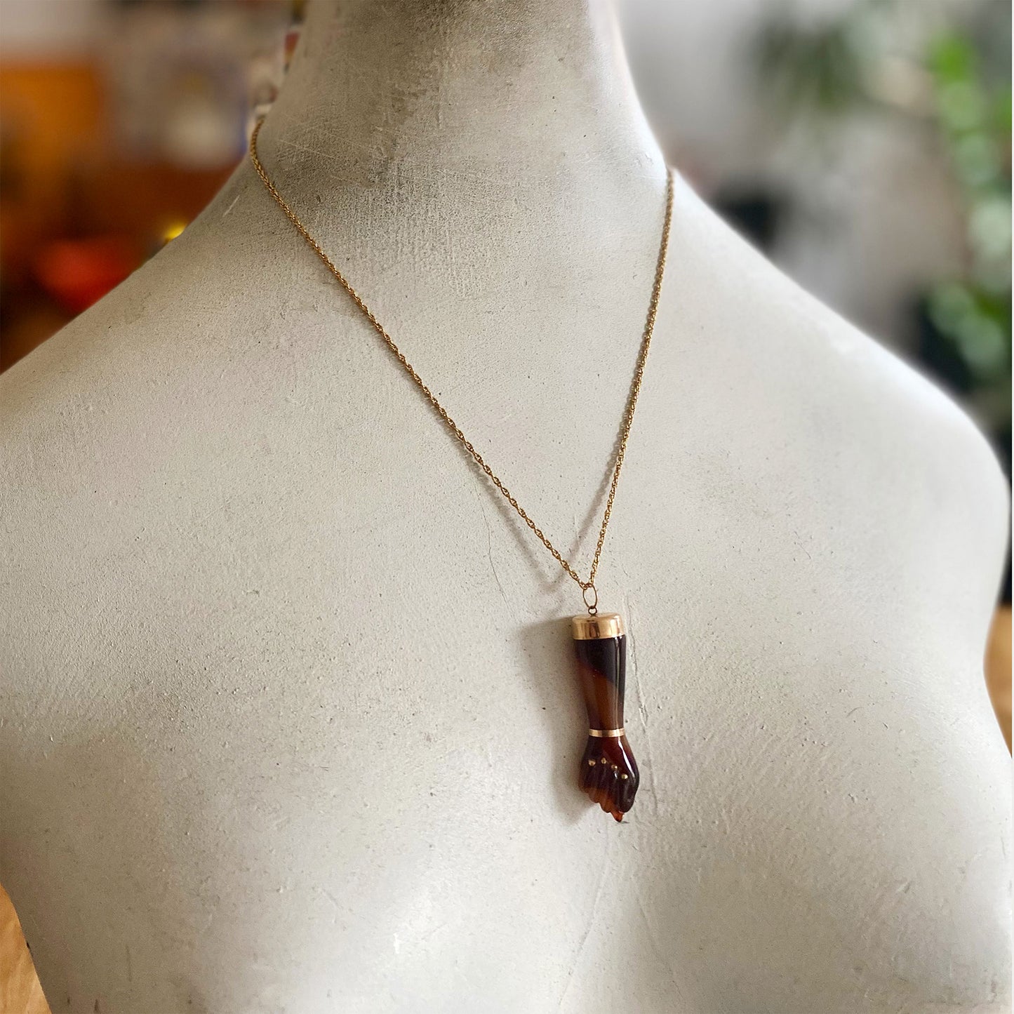 Vintage 18k Gold Brown Figa Charm