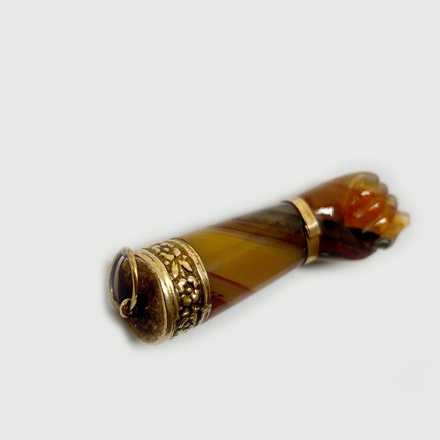 Vintage 10K Gold Agate Figa Charm