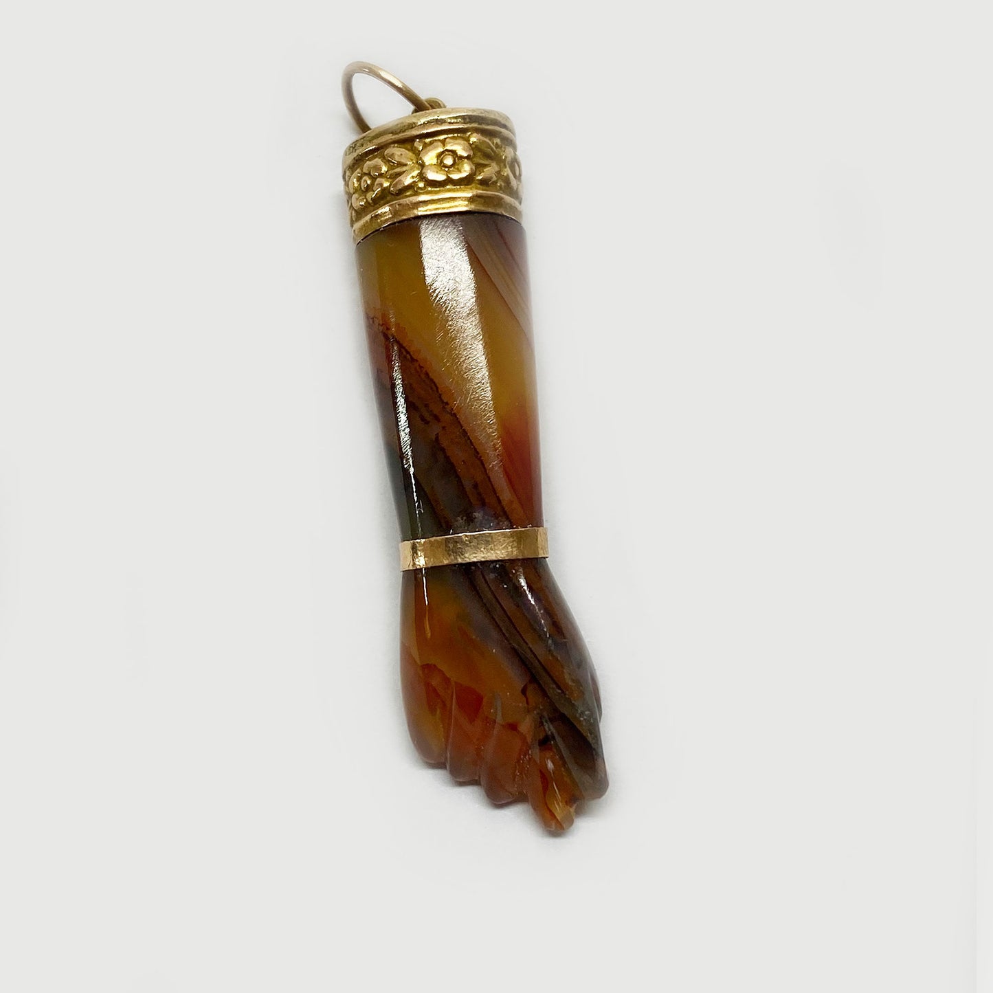 Vintage 10K Gold Agate Figa Charm
