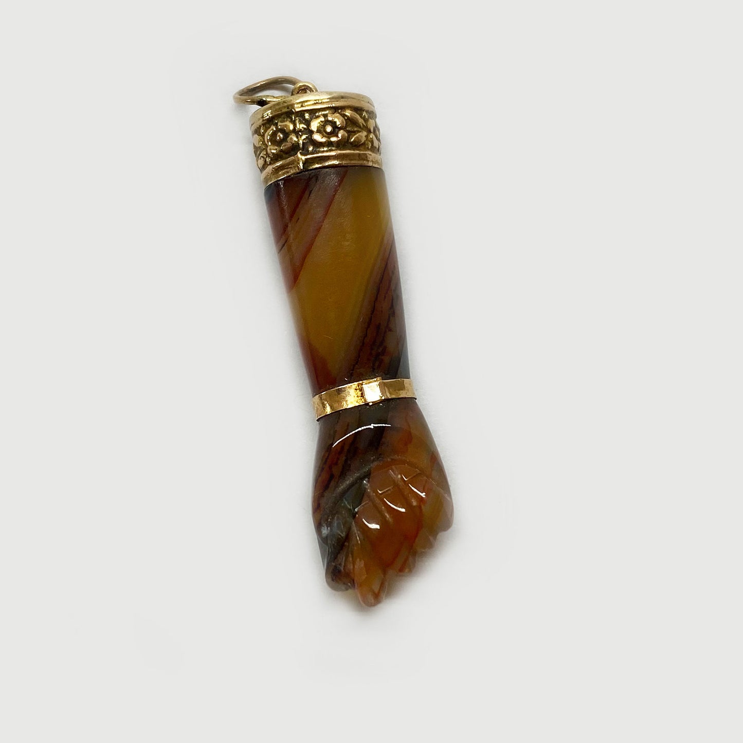Vintage 10K Gold Agate Figa Charm