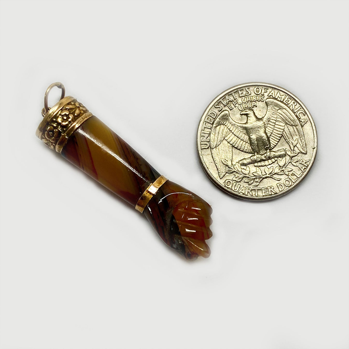 Vintage 10K Gold Agate Figa Charm