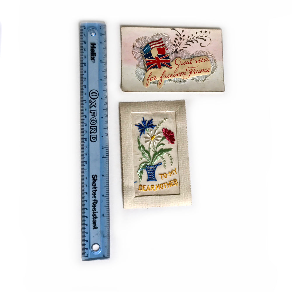 Five First World War Original Silk French Postcards