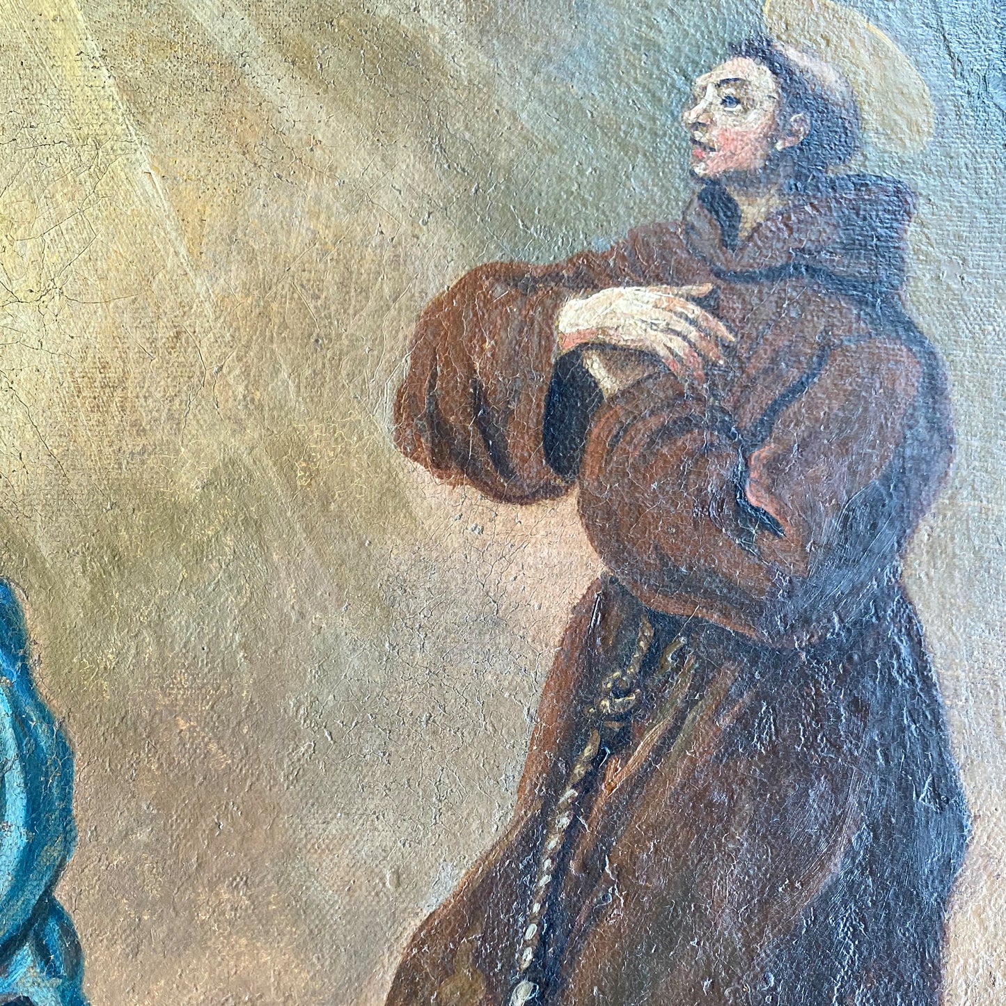 Antique German Ex Voto Painting 18th Century Oil On Wood Retablo
