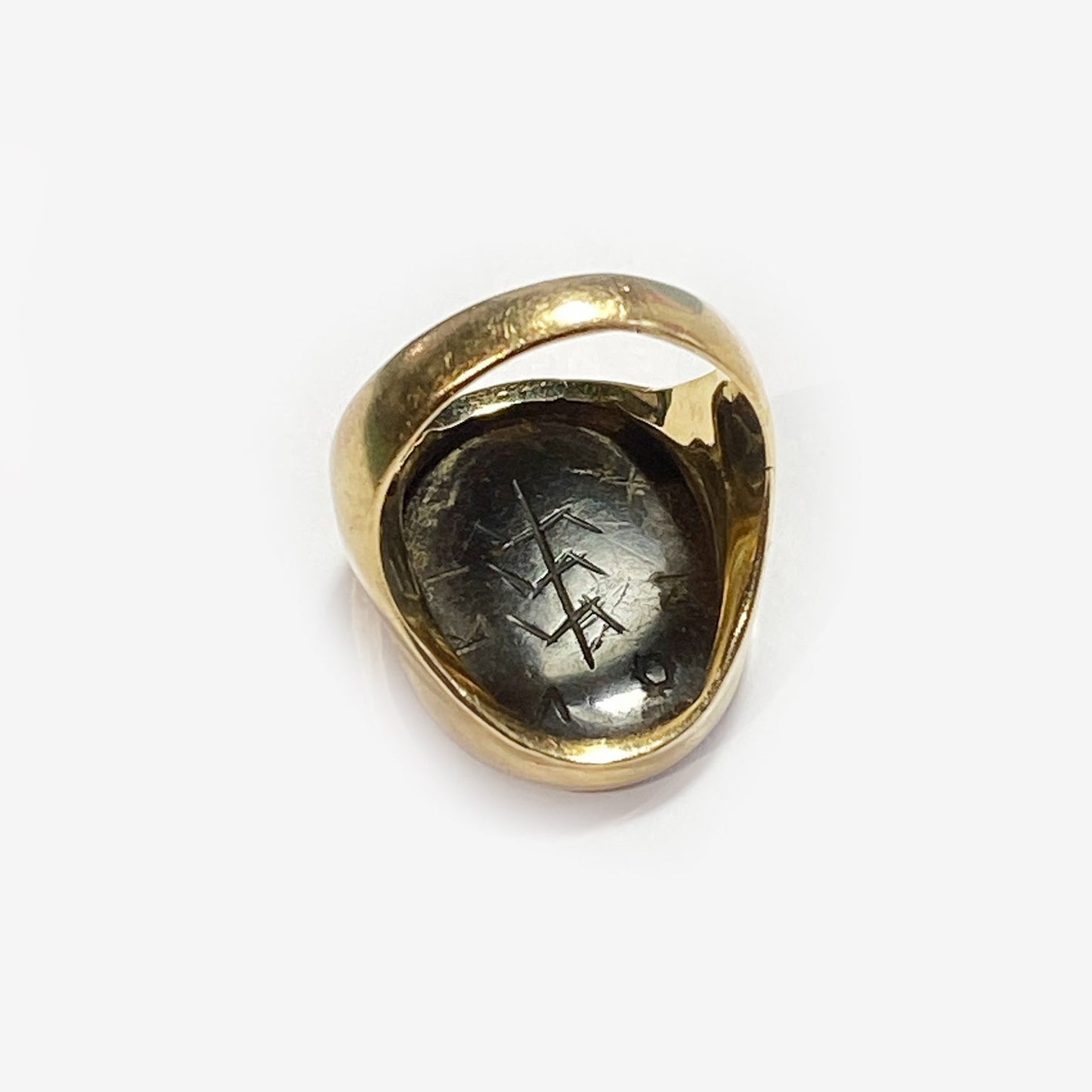 Antique 18K Gold Chnoubis Sard Intaglio Ring, Rare Double-Sided Lion Serpent Talisman, Greco-Egyptian Signet, Size 8