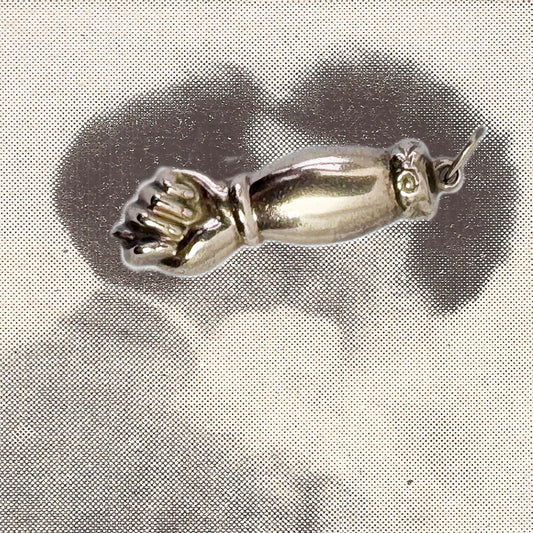 Antique 14k Rose Gold Figa Hand Pendant, Victorian Mano Fico Good Luck Amulet Charm,Protective Talisman, Warm Rose-Yellow Tone