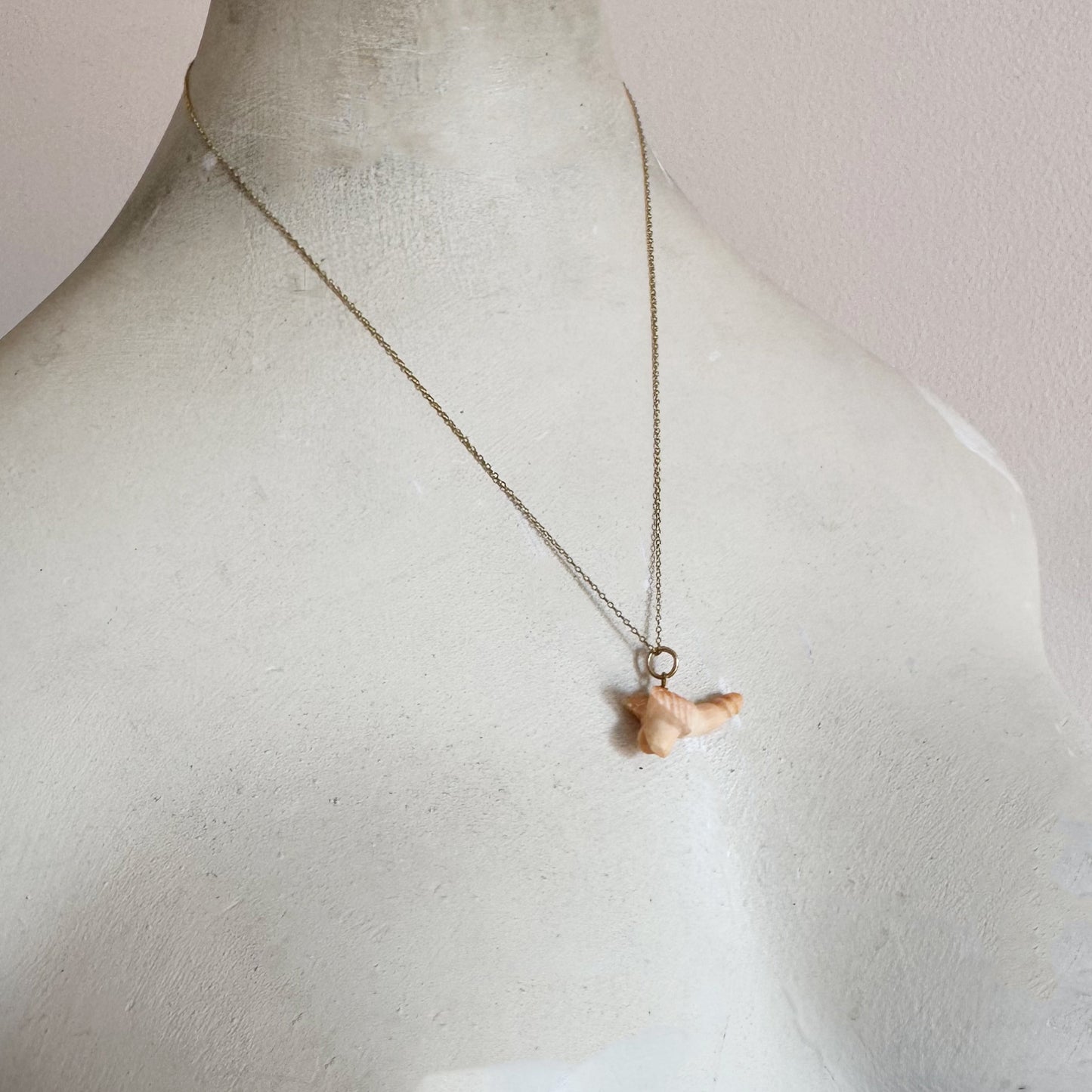 Vintage 14k Gold Shell Fascinus Amulet Pendant, Rare Italian Phallic Protection Talisman, Roman Revival Phallus Fertility Luck Charm