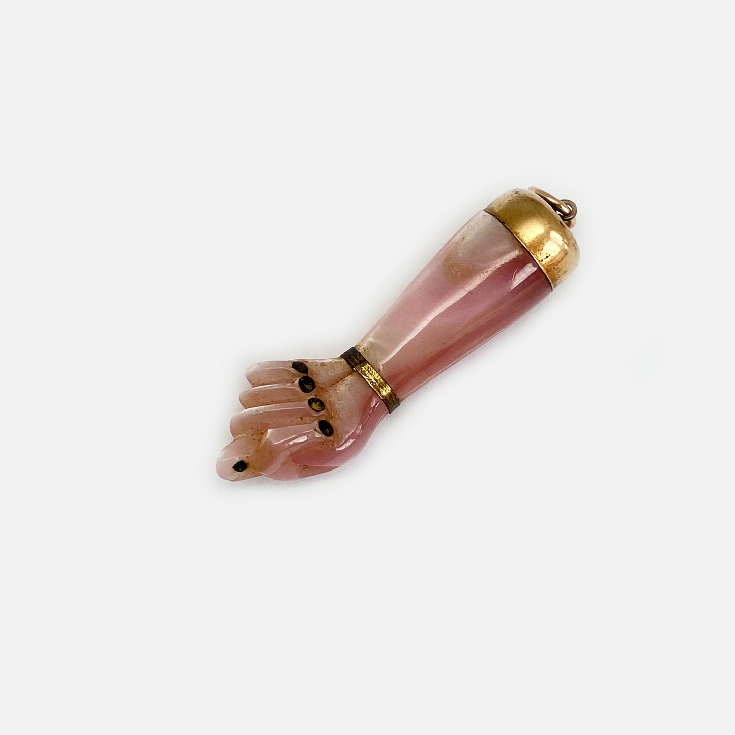Vintage Pink Figa, 1960s Resin Hand Amulet, Mano Figa Charm