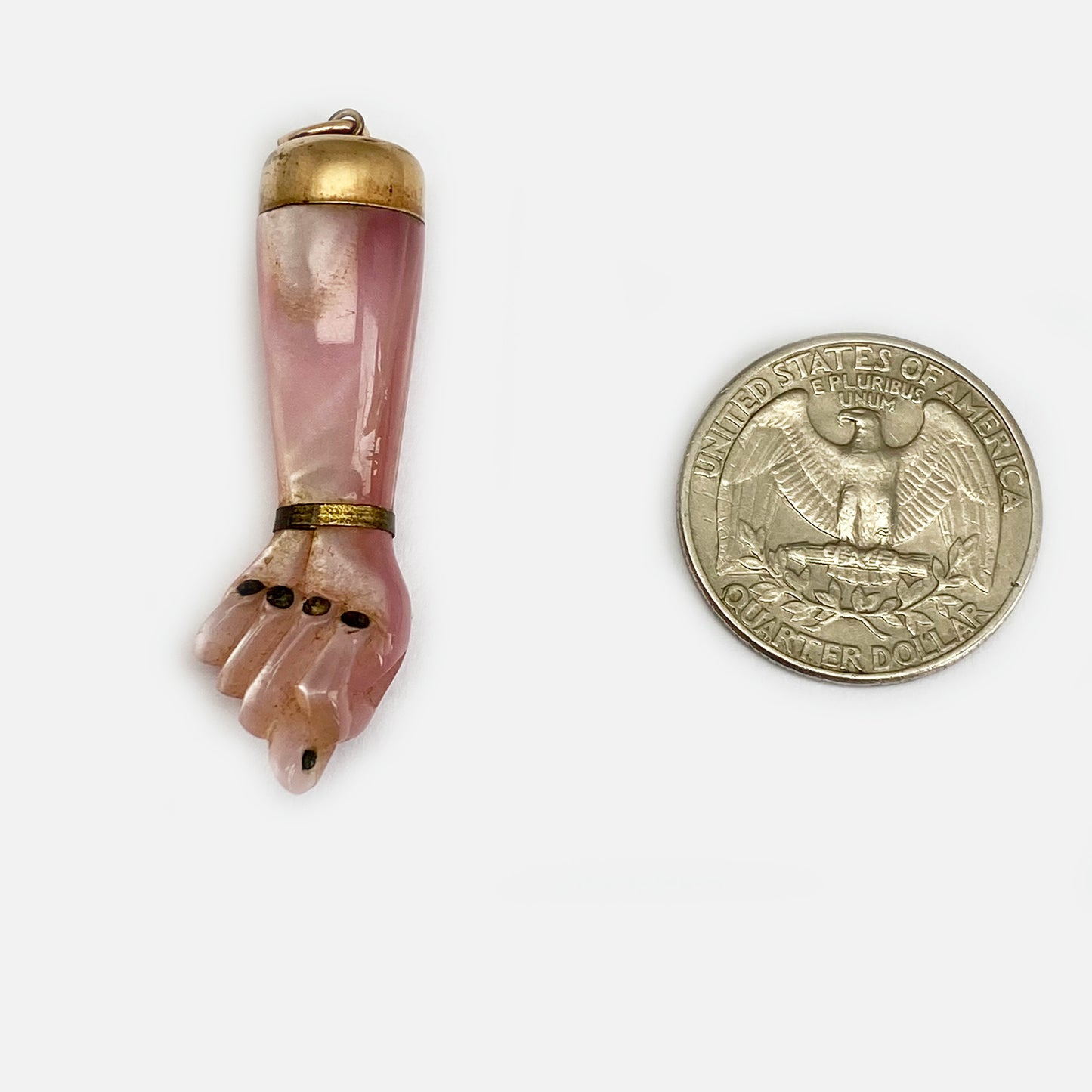Vintage Pink Figa, 1960s Resin Hand Amulet, Mano Figa Charm