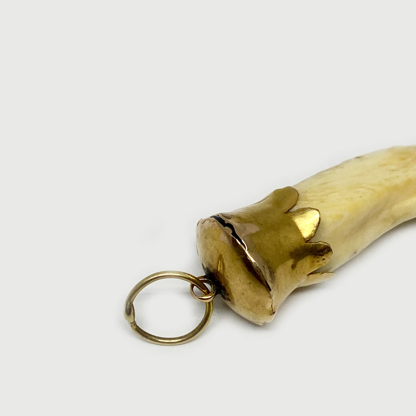 Antique 14K Gold Bone Leg Pendant, Victorian Figa Charm