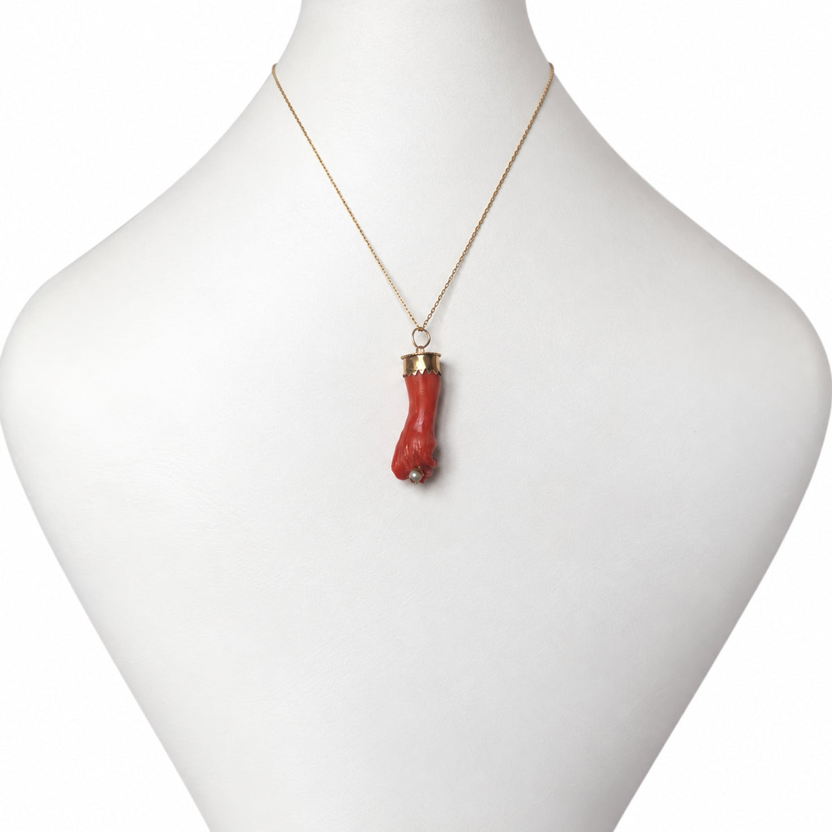 Antique Victorian 18k Gold Coral Figa Hand Pendant, 18 ct Gold & Coral Mano Fico Amulet, Lucky Talisman, Evil Eye Protection, Figa Charm
