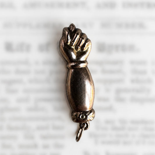 Antique 14k Rose Gold Figa Hand Pendant, Victorian Mano Fico Good Luck Amulet Charm,Protective Talisman, Warm Rose-Yellow Tone