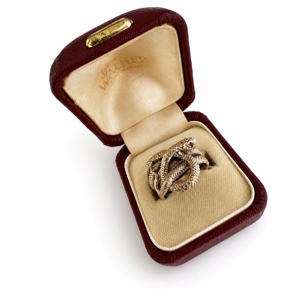 Vintage 9K Gold Snake Ring with Rubellite Eyes, 1969, Hallmarked, Viper Ring, Snake Jewelry, Cobra Jewellery, Statement Ring