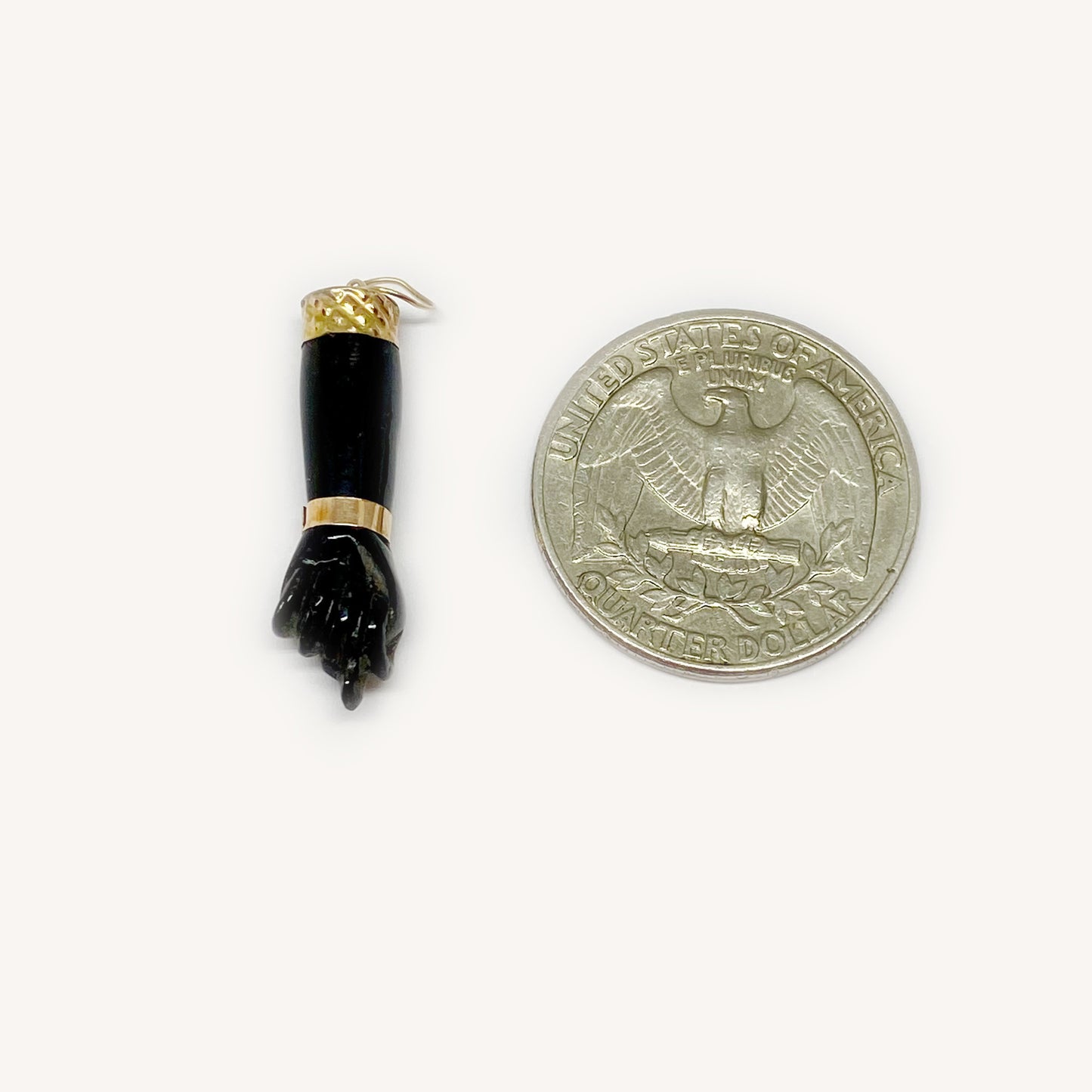 Antique 14k Gold Black Figa Hand, 1940s Black Figa Charm