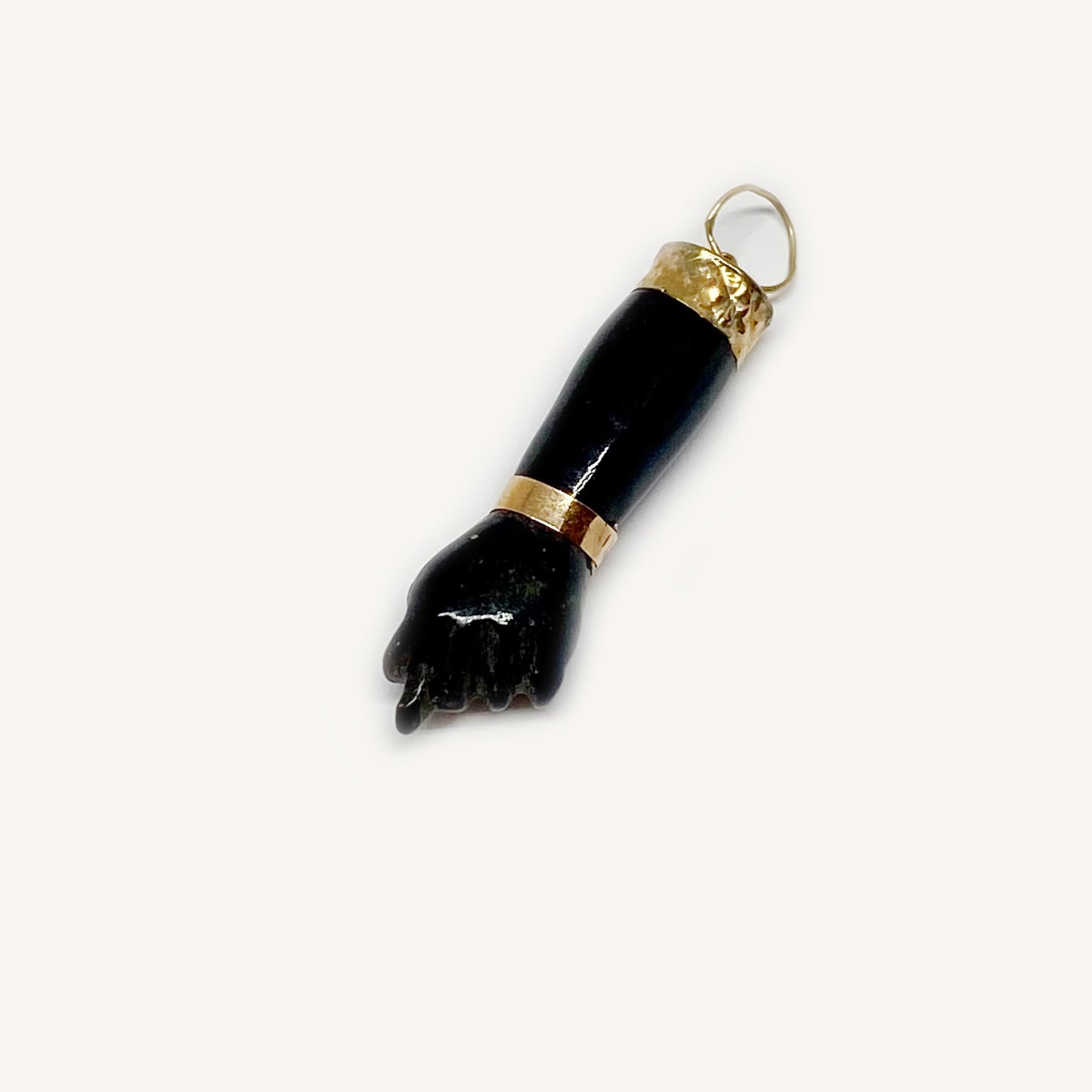 Antique 14k Gold Black Figa Hand, 1940s Black Figa Charm