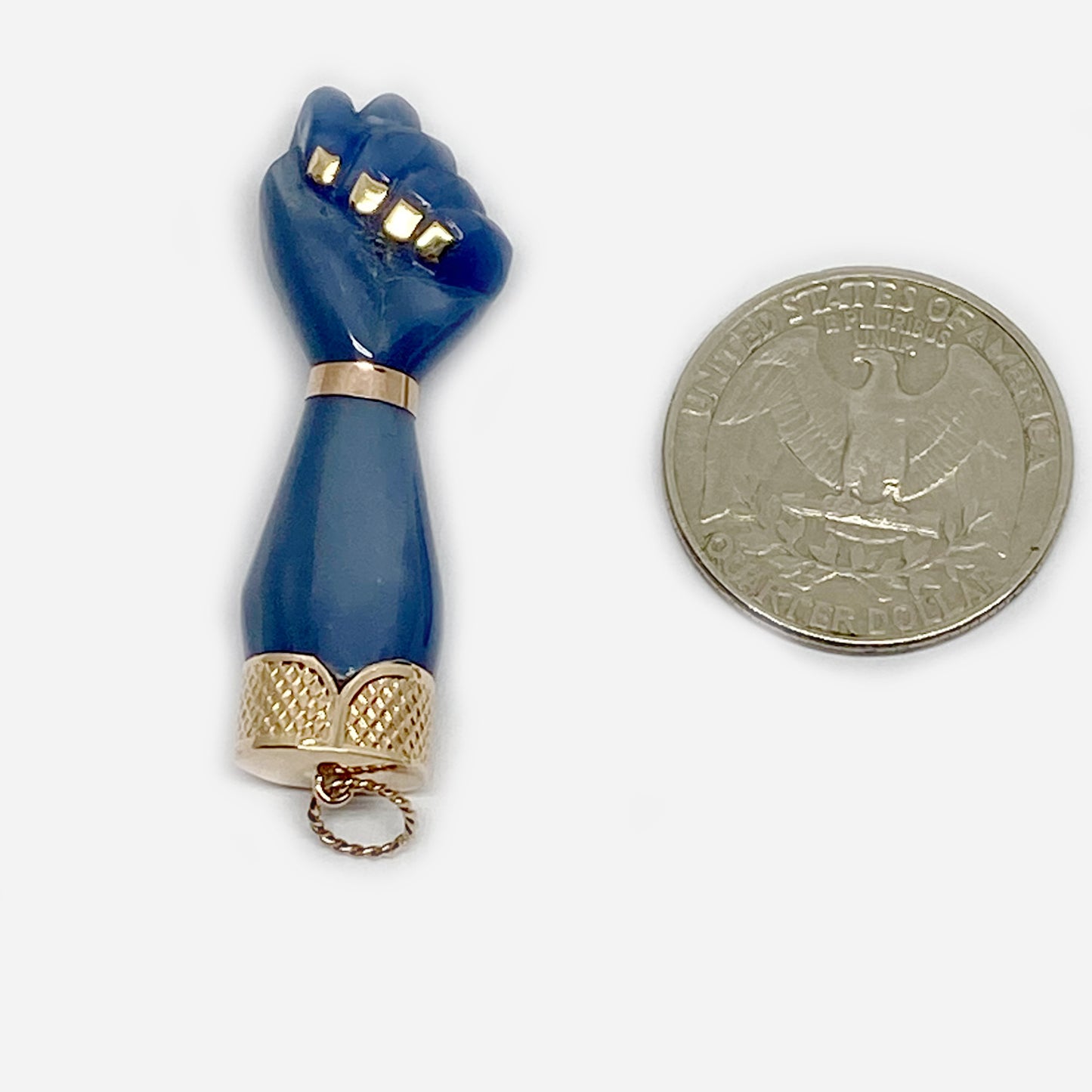 Vintage 14k Gold Blue Figa Charm