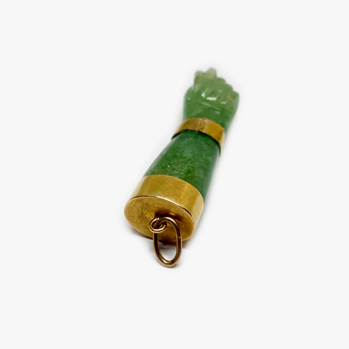 Antique 18k Green Stone Figa Charm