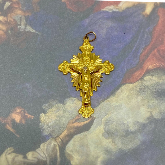 Antique 18k Victorian Cross, Precious Solid Gold Crucifix Pendant