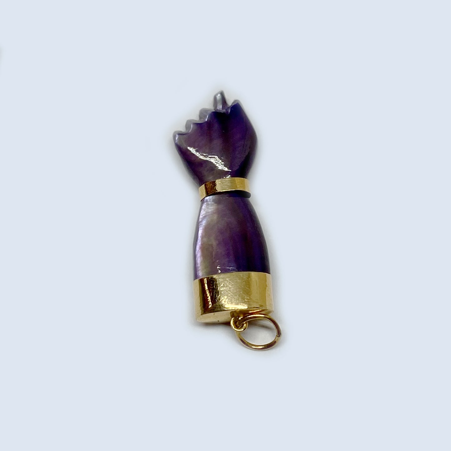 Antique 14k Gold Abalone Purple Greyish Figa Charm