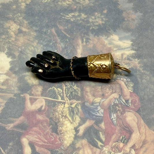 Vintage 18k Gold Stained Horn Figa Charm