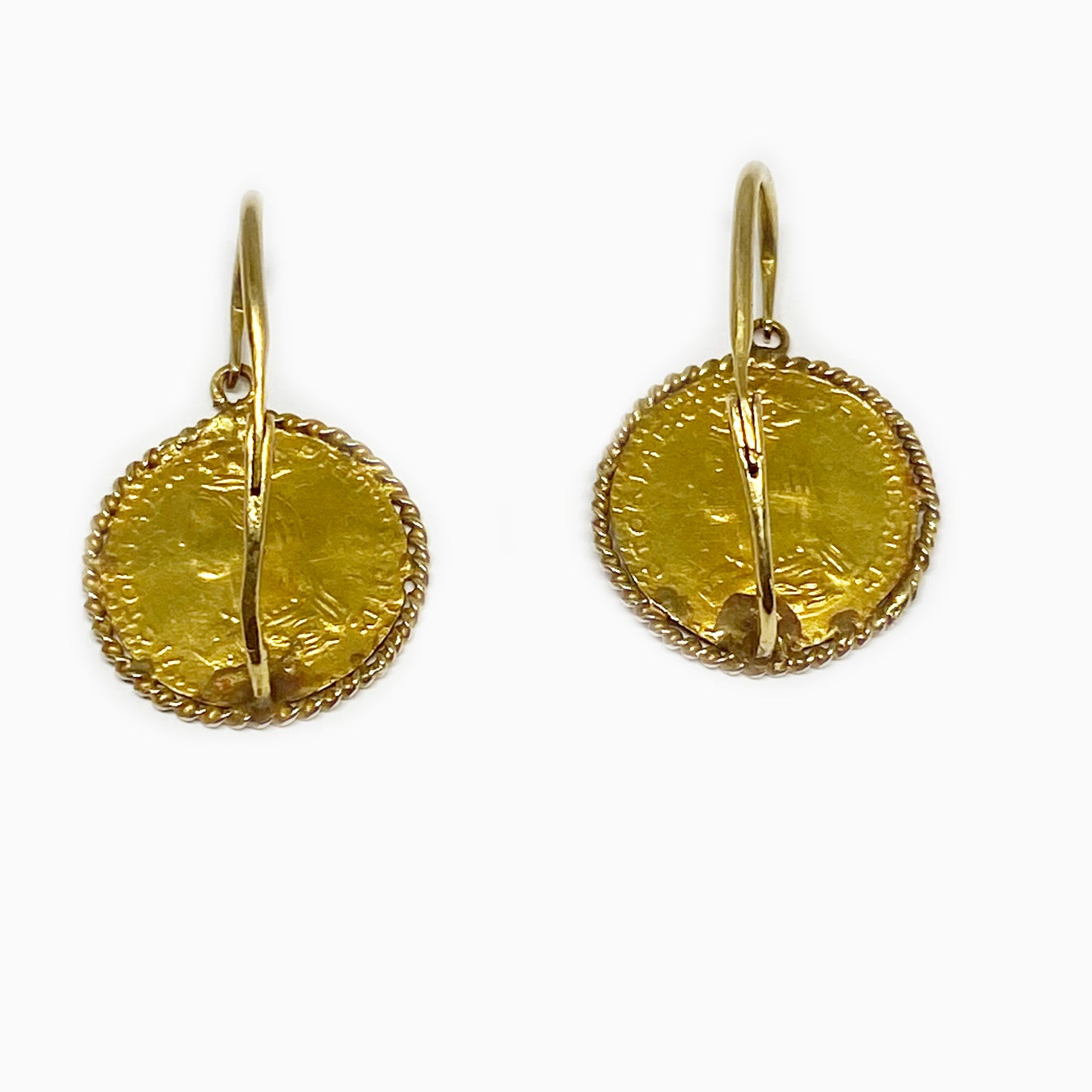 Vintage 14k Gold St George Victoria Veiled Head Coin Earrings, 1960s Gold Coin earrings 14 ct gold, Revival Half Sovereign Jewellery