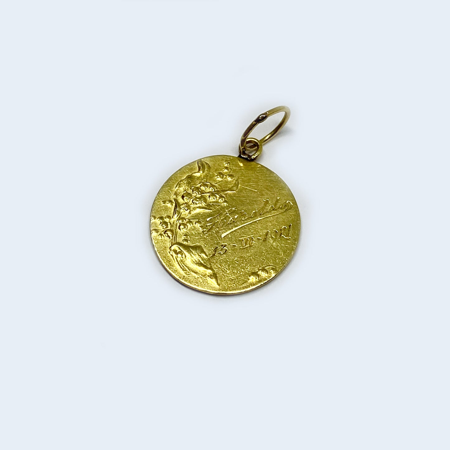 Antique 16k Gold Religious Medal Pendant Saint Anthony of Padua