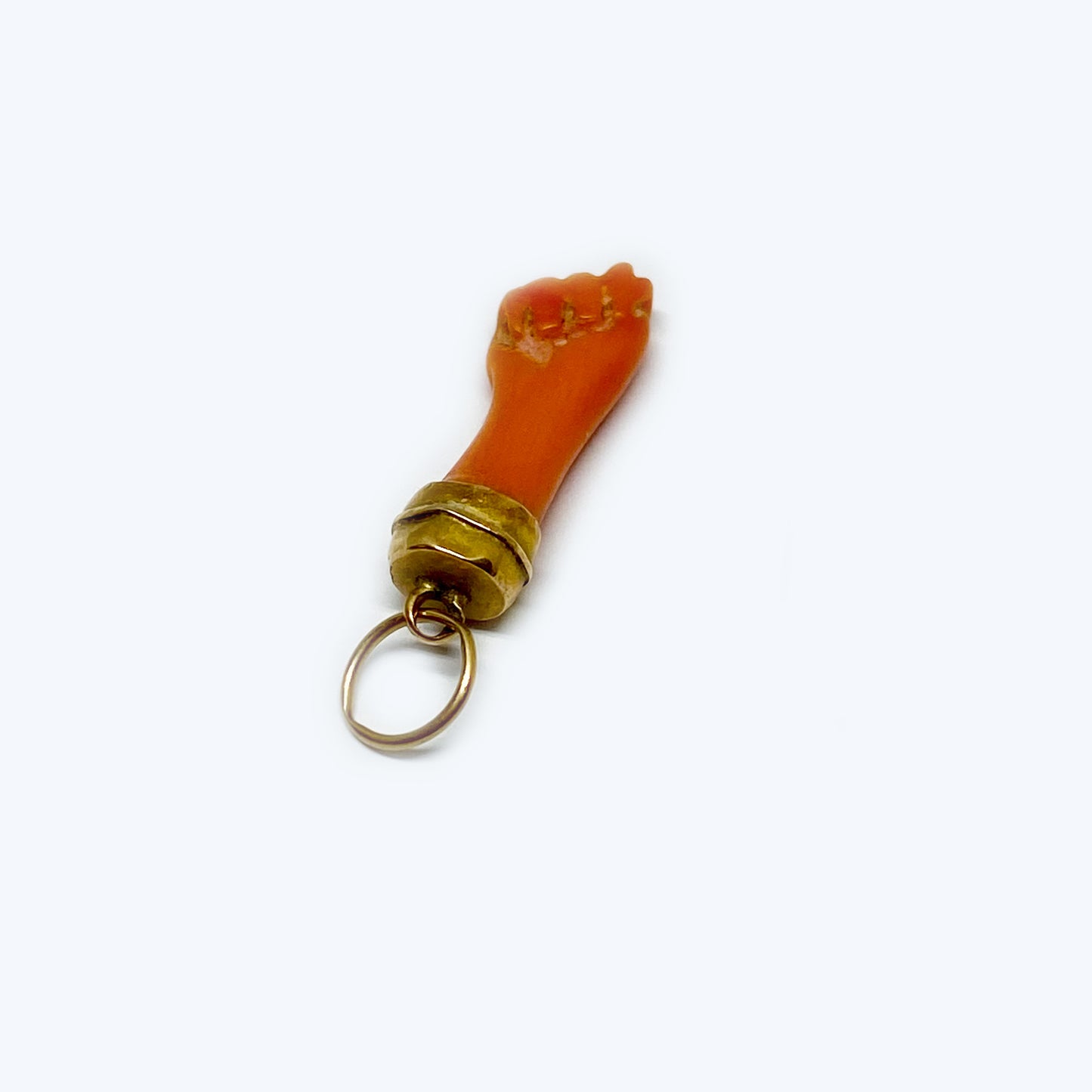 Antique 18k Gold Coral Figa Charm