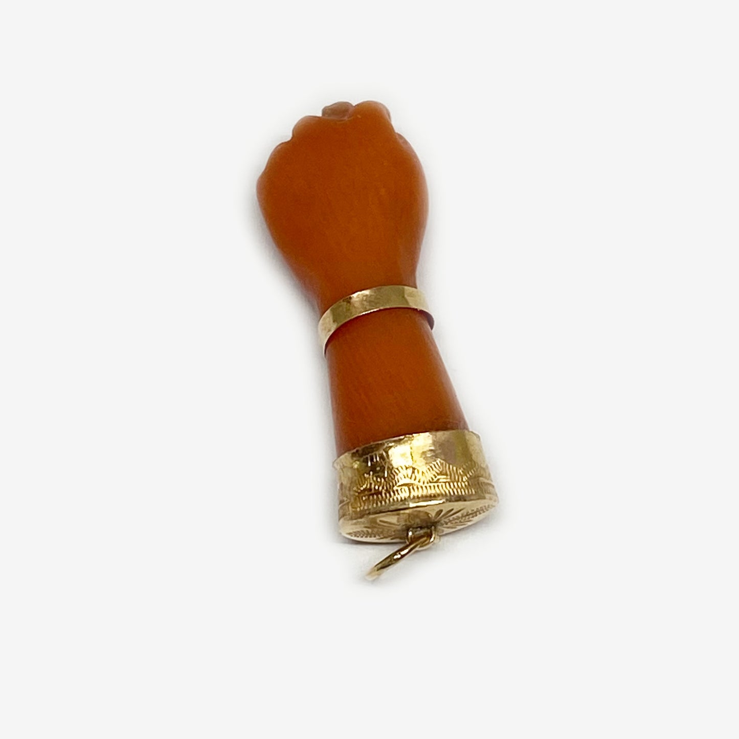 Antique 18k Gold Coral Figa, 18 ct Gold, Mano Fico, Figa Charm