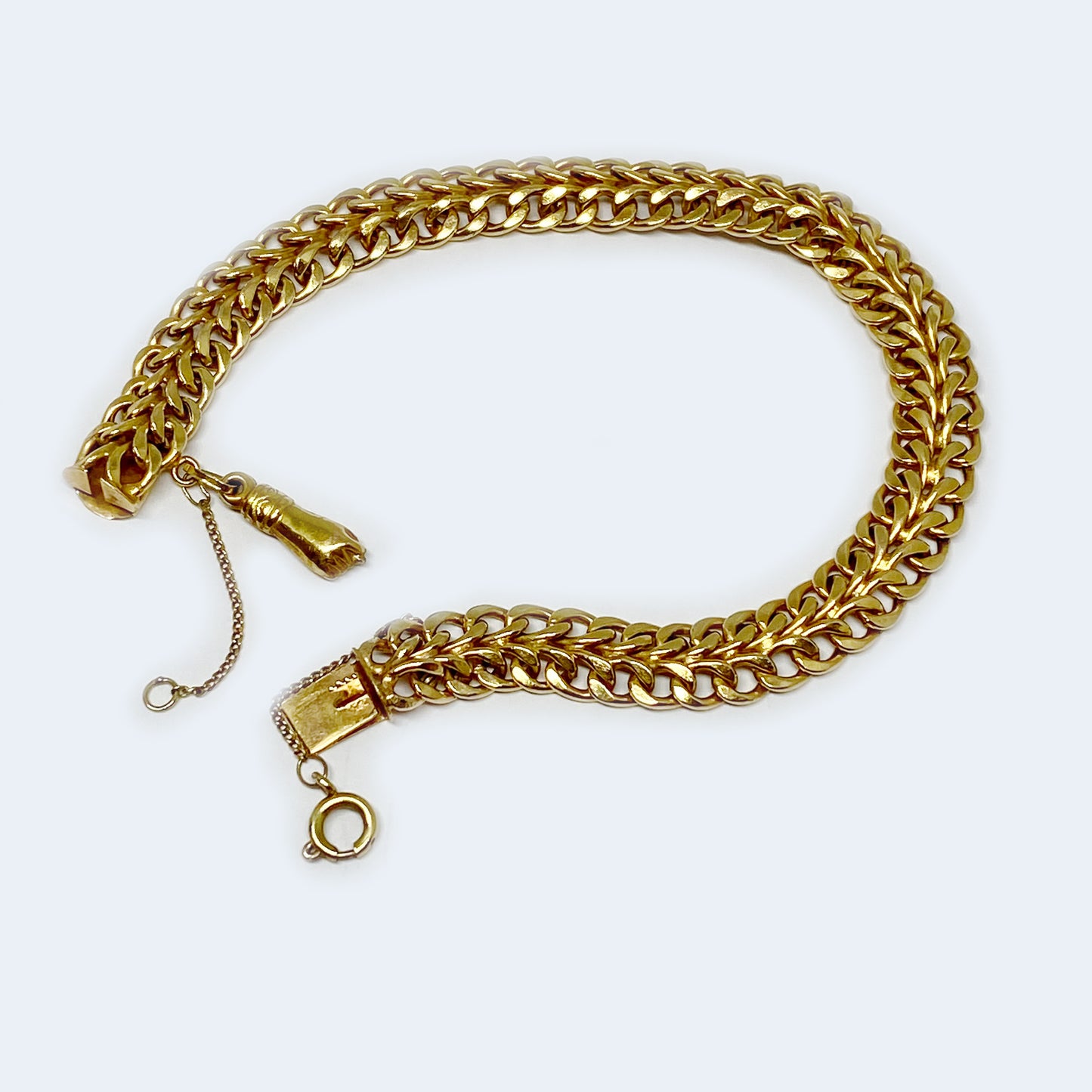 Vintage 18k Gold Figa Charm Bracelet, 18 ct Gold Braided Bracelet