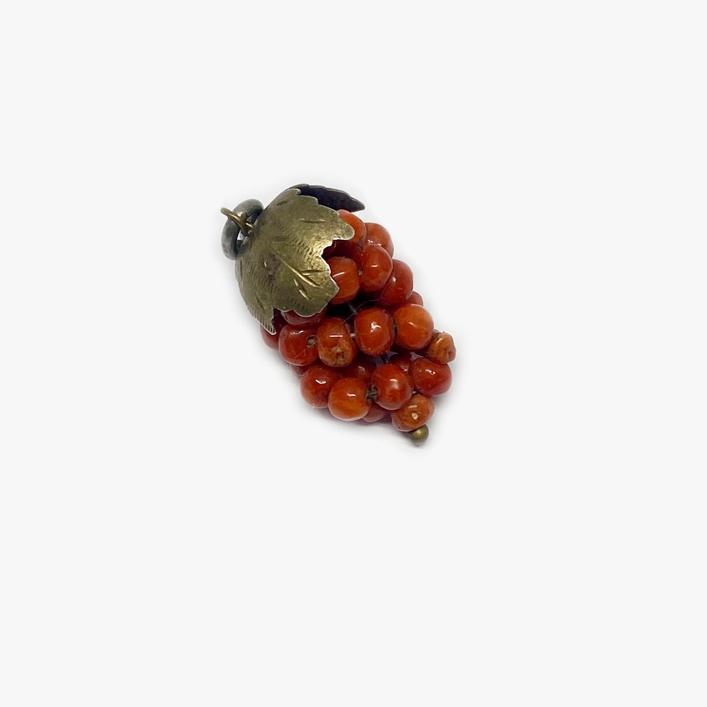 Antique Coral Grape Silver Pendant