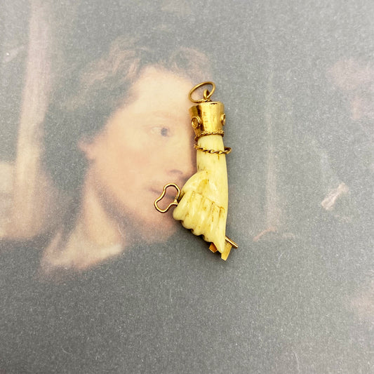 Antique 18K Gold Bone Figa, Victorian Fist, Key Hand Pendant, 19th Century Figa, Amulet, Charm, Figa Charm, Talisman, Evil Eye, Mano Figa