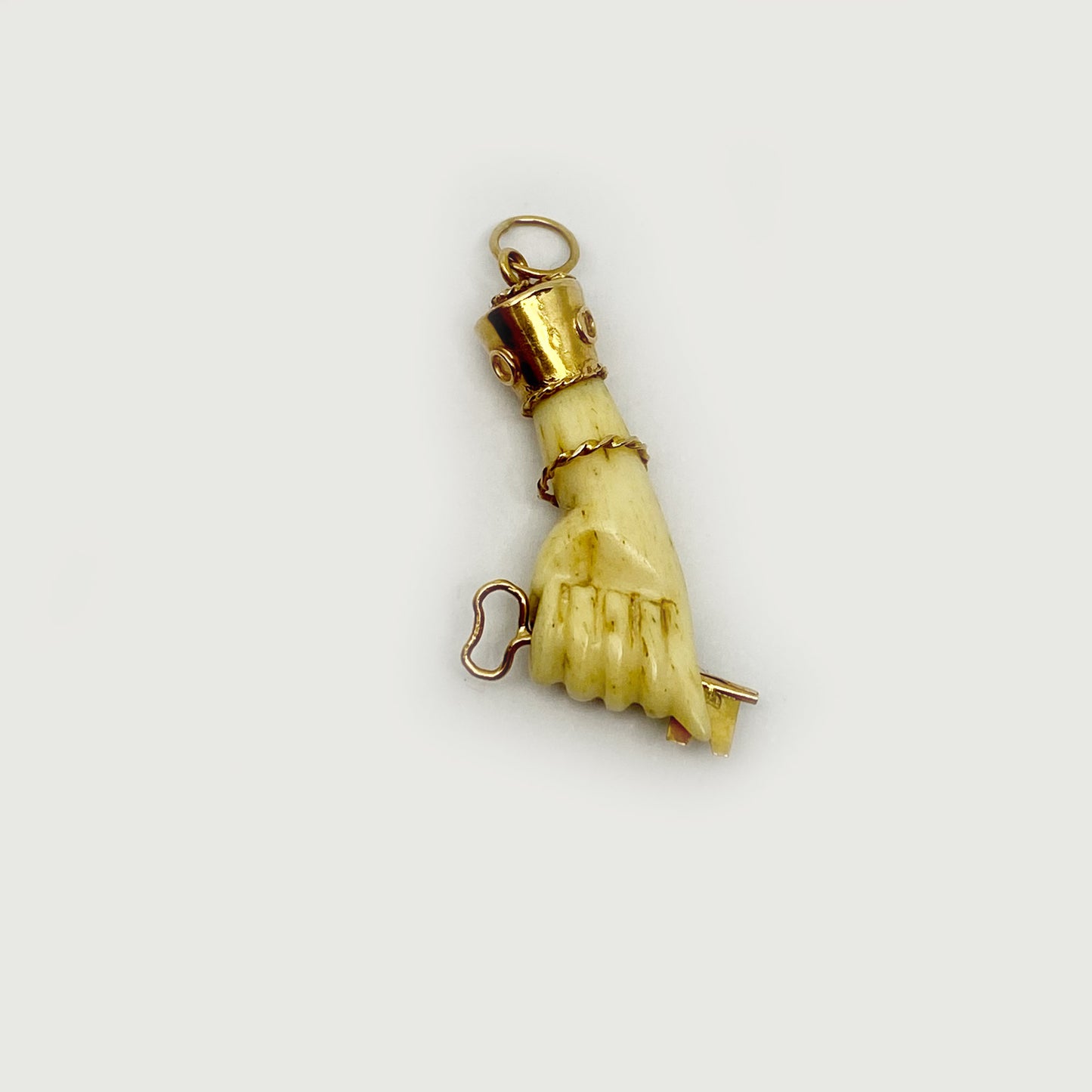 Antique 18K Gold Bone Figa, Victorian Fist, Key Hand Pendant, 19th Century Figa, Amulet, Charm, Figa Charm, Talisman, Evil Eye, Mano Figa