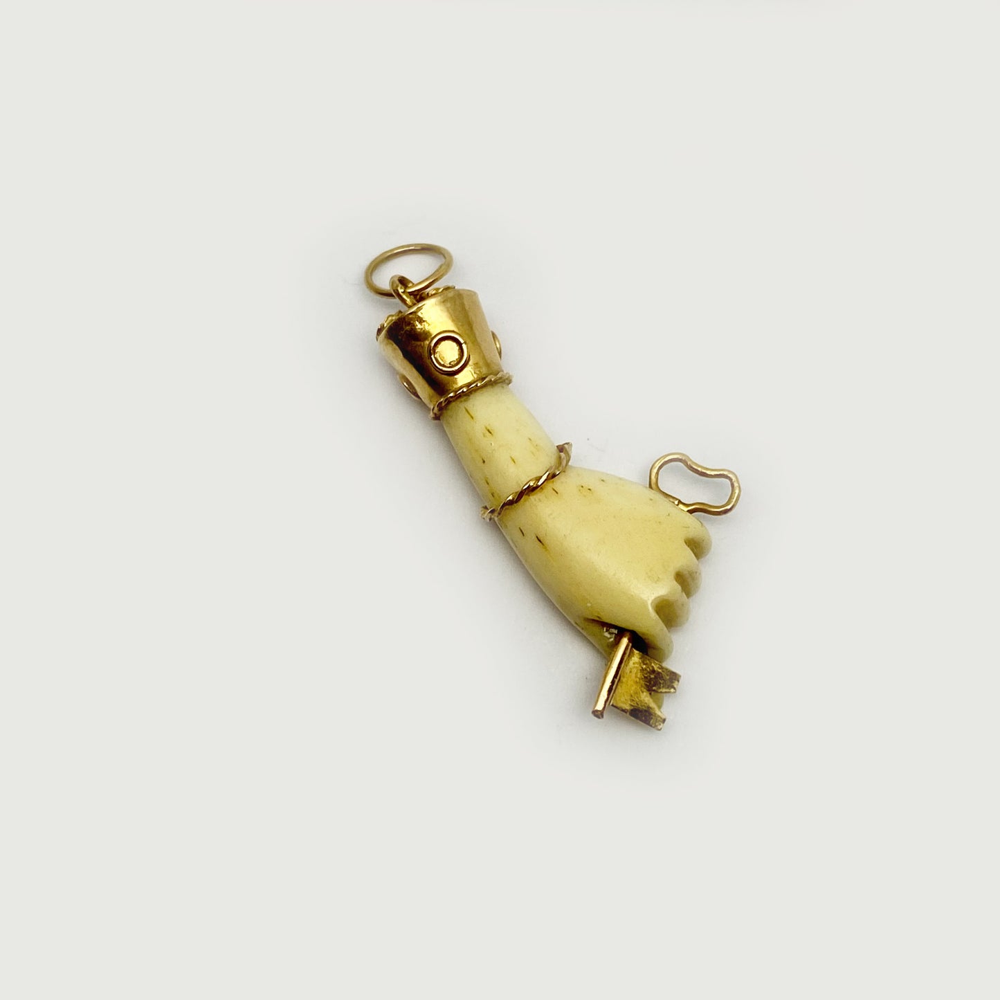 Antique 18K Gold Bone Figa, Victorian Fist, Key Hand Pendant, 19th Century Figa, Amulet, Charm, Figa Charm, Talisman, Evil Eye, Mano Figa