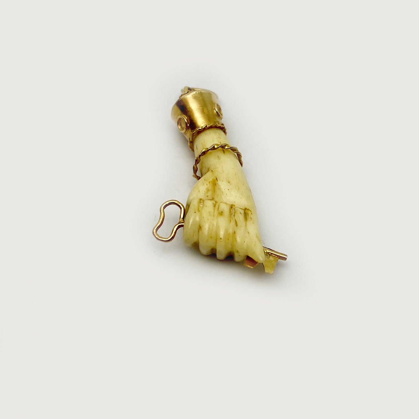 Antique 18K Gold Bone Figa, Victorian Fist, Key Hand Pendant, 19th Century Figa, Amulet, Charm, Figa Charm, Talisman, Evil Eye, Mano Figa