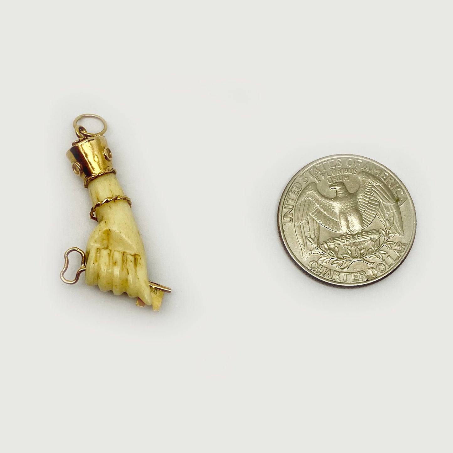 Antique 18K Gold Bone Figa, Victorian Fist, Key Hand Pendant, 19th Century Figa, Amulet, Charm, Figa Charm, Talisman, Evil Eye, Mano Figa