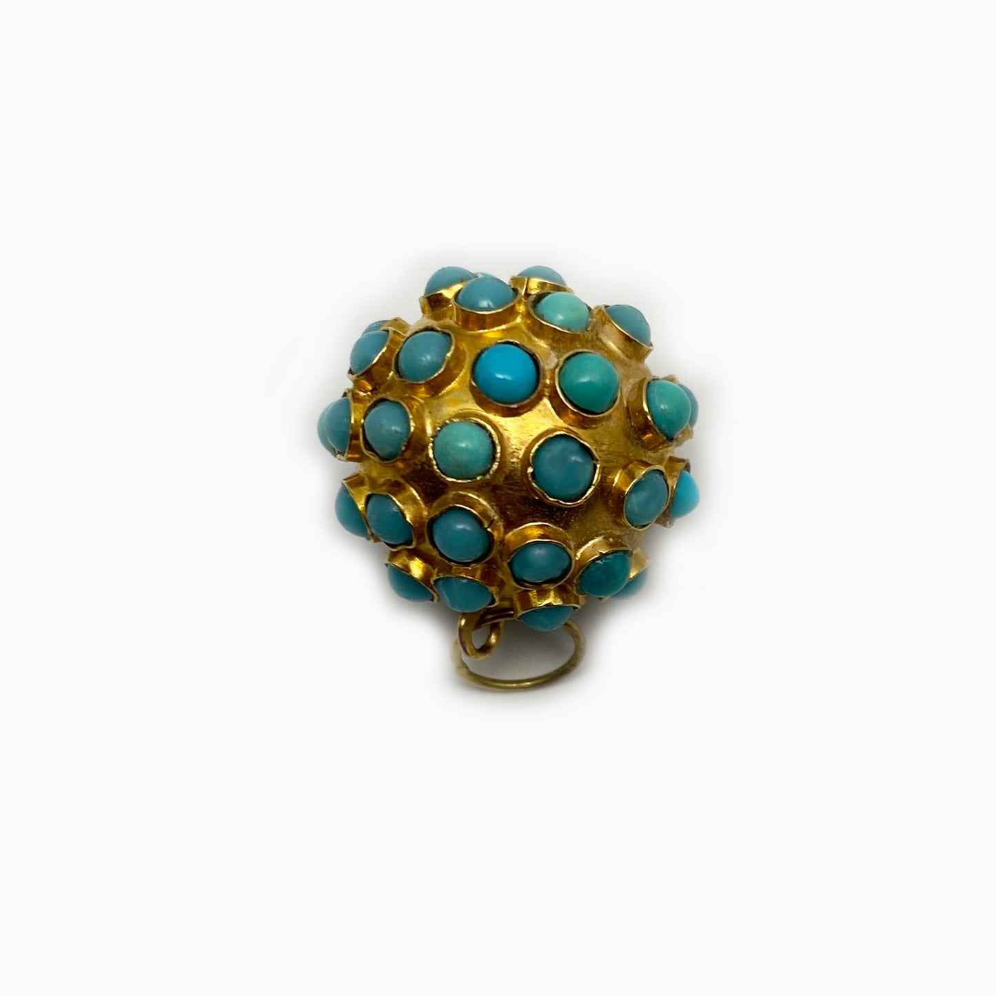 Vintage 18k Gold Sputnik Charm Pendant, Estate Turquoise 18 ct Gold Orb Charm, 1950/60s Ball Charm, Turquoise Pendant 3d Sphere Gold Charm