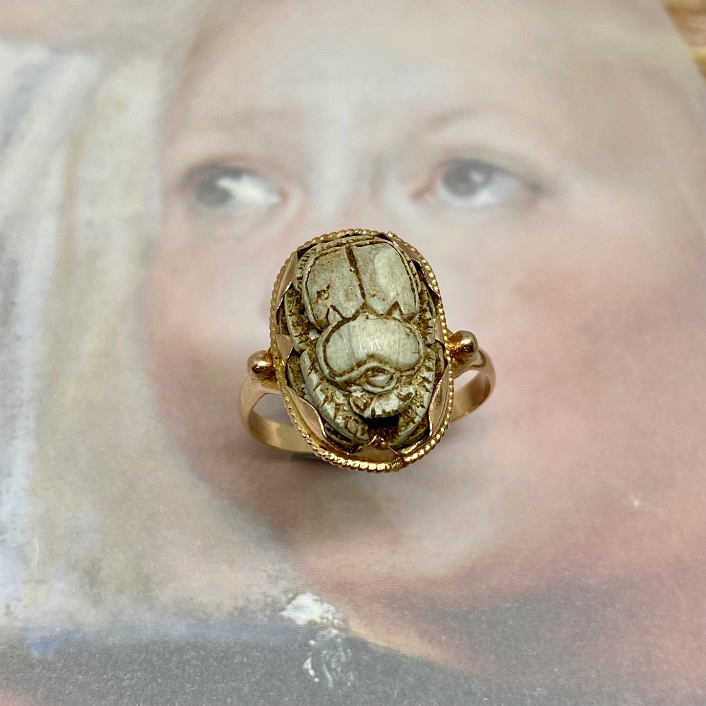 Antique Egyptian 14k Gold Scarab Ring