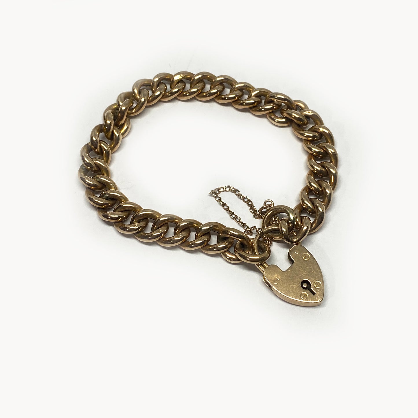Antique 9k Rose Gold Curb Link Bracelet, 16 grams, 9 ct Gold Chain Bracelet