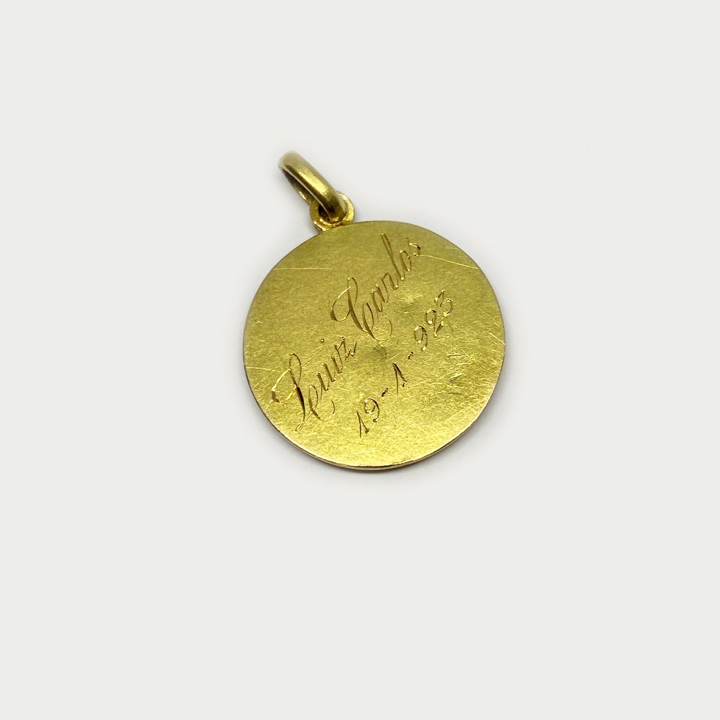18k Gold Antique Religious Medal, 18k Gold Saint Francis of Assisi Pendant
