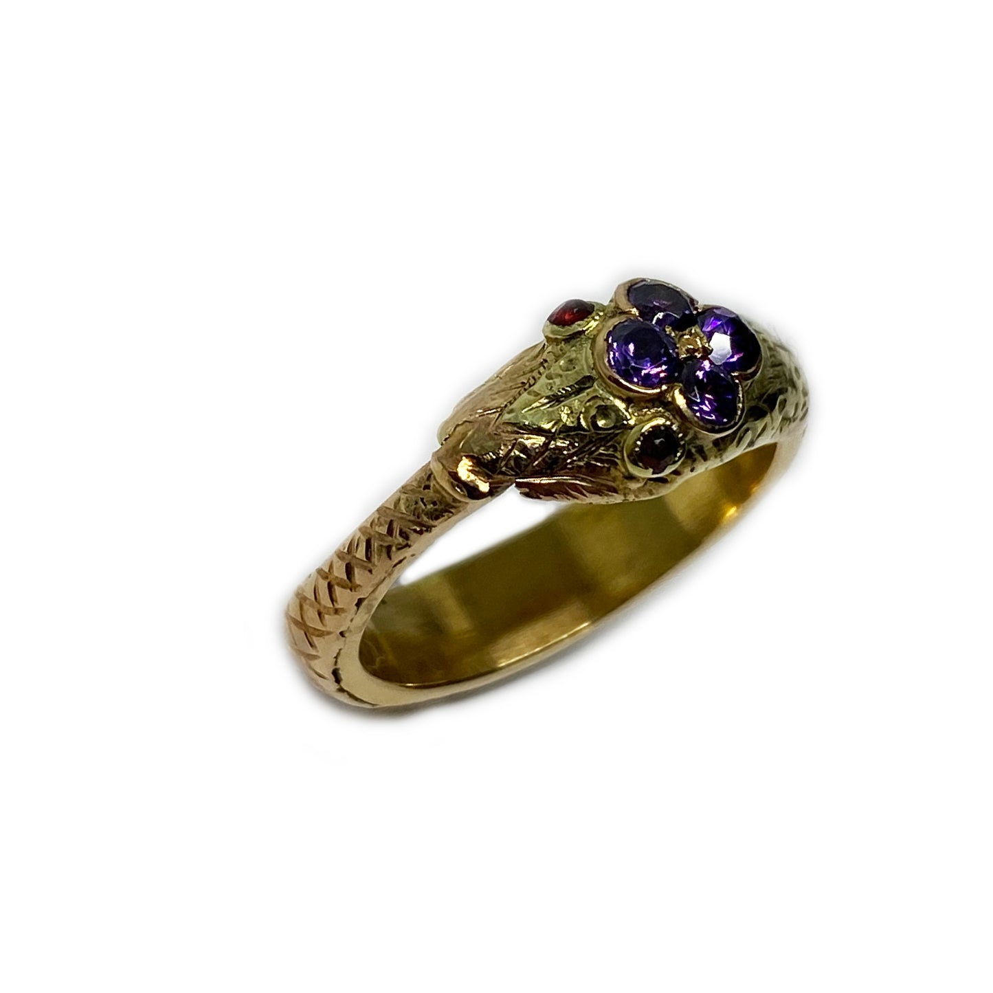 Victorian 18k Gold Snake Ring, Amethyst, Rubellite Serpent Ring 18 ct Gold, 19th Century Viper Ring, Snake Jewelry, Ouroboros, Eternal