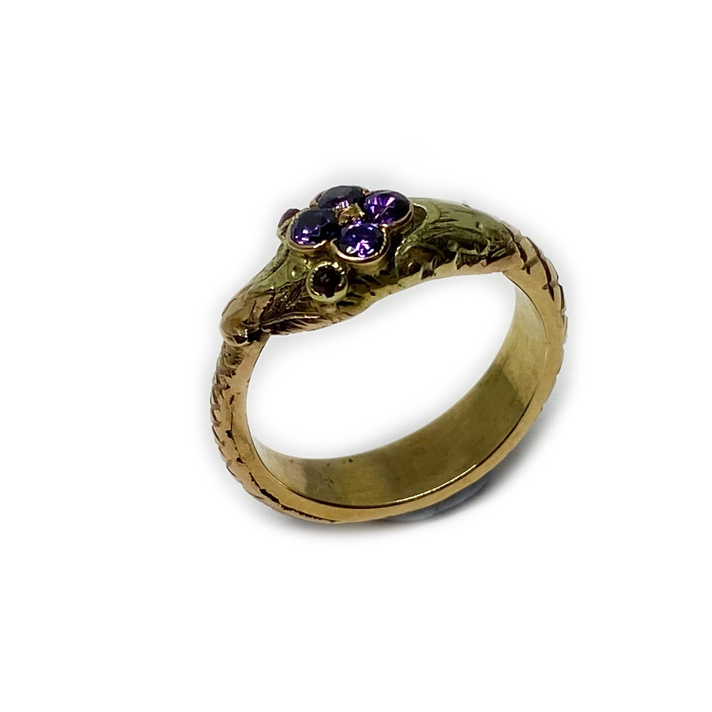 Victorian 18k Gold Snake Ring, Amethyst, Rubellite Serpent Ring 18 ct Gold, 19th Century Viper Ring, Snake Jewelry, Ouroboros, Eternal