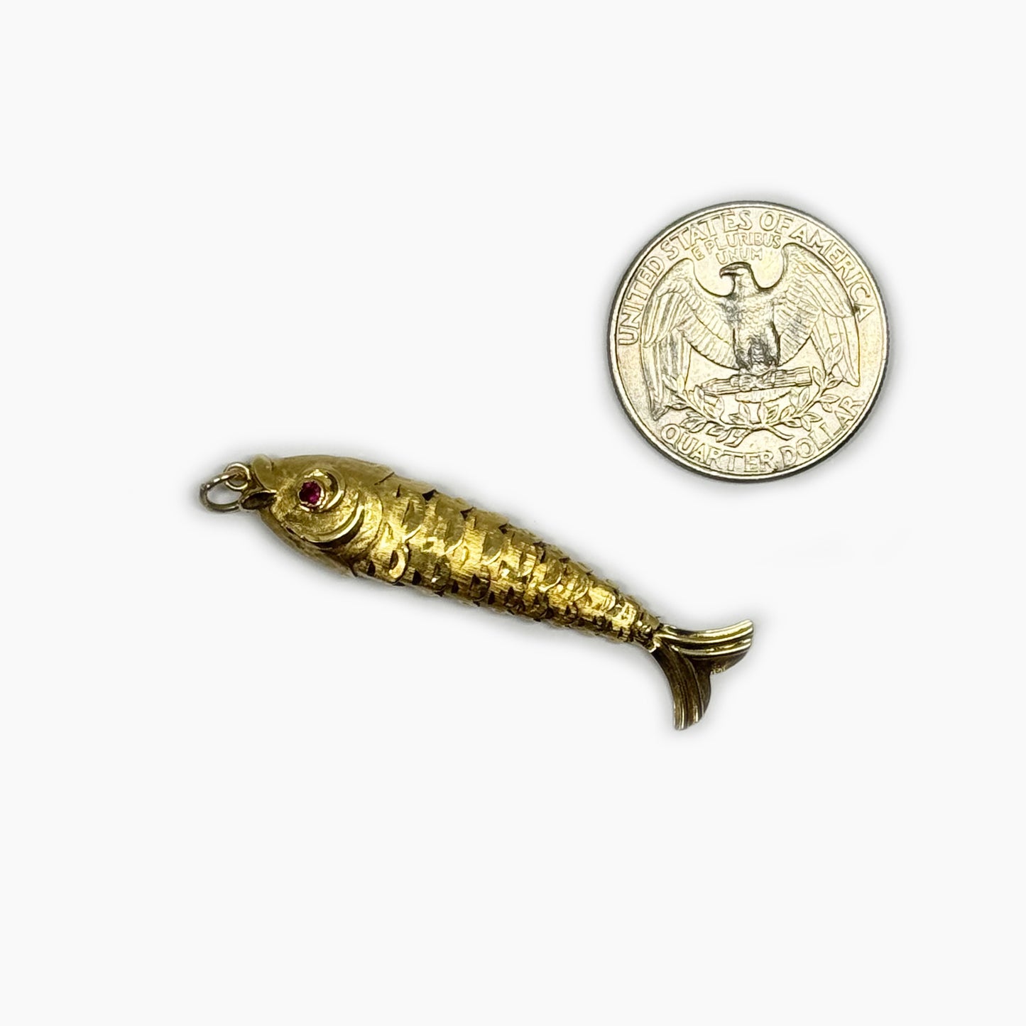 Vintage 18K Gold Fish, Articulated Gold Fish Pendant, Antique Charm, Flexible Fish Pendant, 18ct Gold Fish, Marine Pendant, Animal Jewelry