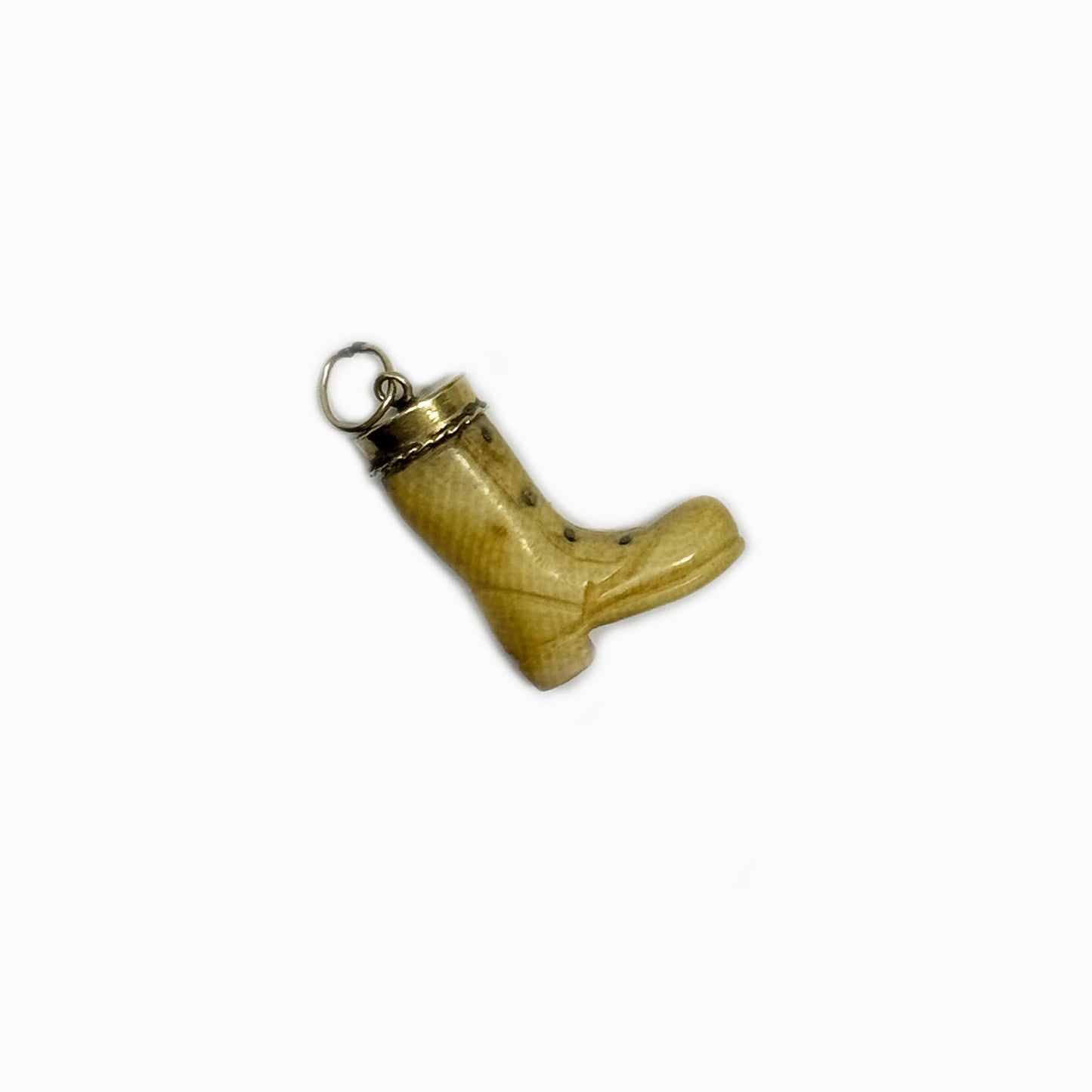 Antique 14k Gold Bone Boot Charm, Vintage Shoe Pendant, Charm Bracelet, Shoe Jewelry, Miniature Shoe Jewellery, Bone Charm, Foot Charm