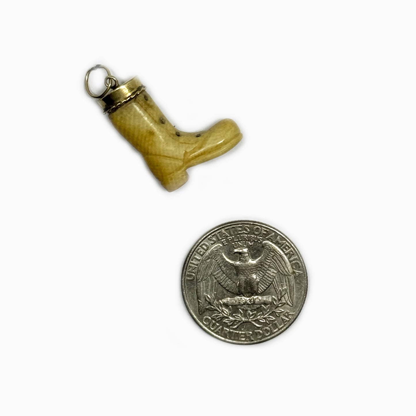 Antique 14k Gold Bone Boot Charm, Vintage Shoe Pendant, Charm Bracelet, Shoe Jewelry, Miniature Shoe Jewellery, Bone Charm, Foot Charm